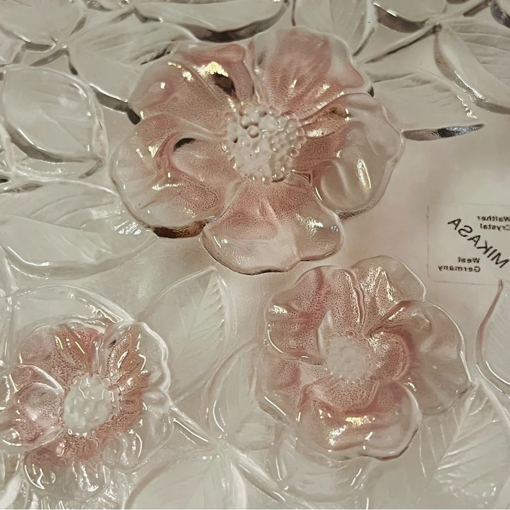 Mikasa Rosella Round Pink Floral Handled Cake Plate or Platter
